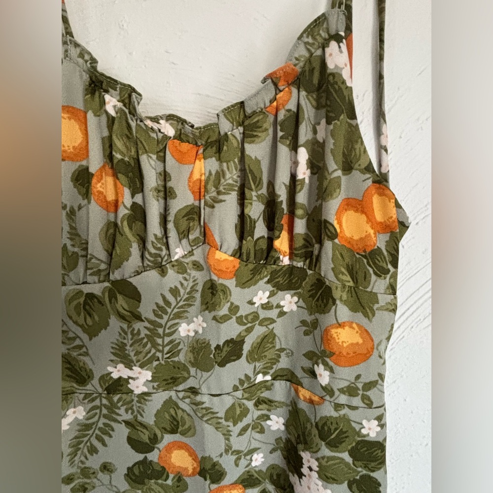 Commense Floral Green and Orange Women's Dress Size L - Picture 3 of 9